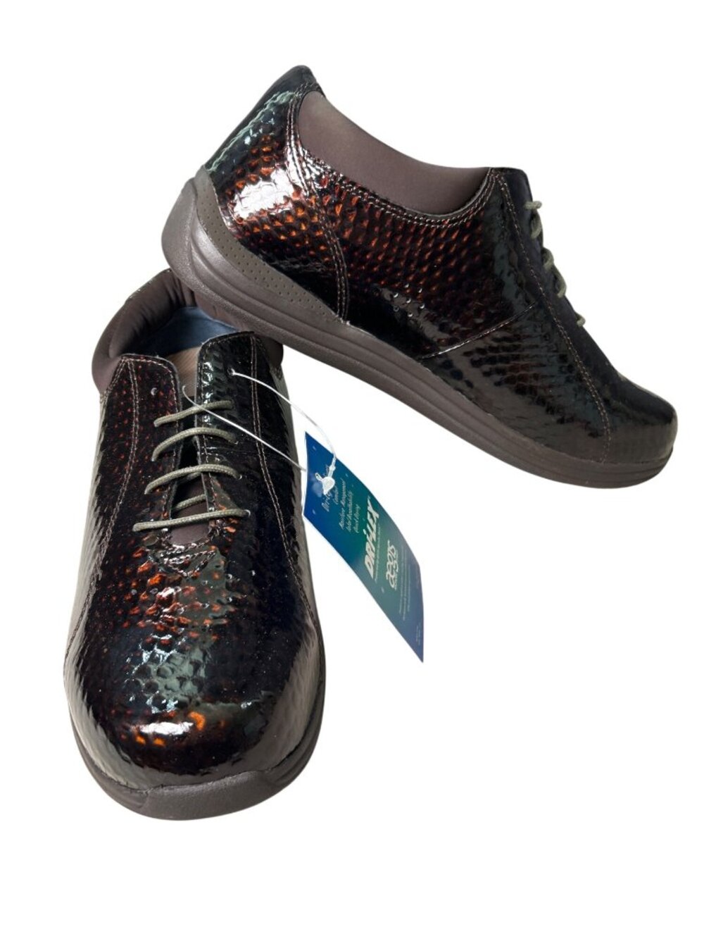 NEW Drew Patent Leather TULIP Croc Diabetic Orthopedic Shoes Womens 10WW Dri-Lex